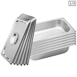 SOGA 6X Gastronorm GN Pan Full Size 1/3 GN Pan 6.5 cm Deep Stainless Steel Tray With Lid, Home & Living, Kitchen & Dining, Bakeware, Baking Trays, , juicers - NZ DEPOT 1