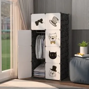 Buy SOGA 8 Cubes Black Portable Wardrobe Divide-Grid Modular Storage Organiser Foldable Closet Online - Home & Living/Bedroom›Bedroom Storage Solutions/Other - 2 - NZ Depot Free Shipping