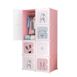 SOGA 8 Cubes Pink Portable Wardrobe Divide-Grid Modular Storage Organiser Foldable Closet, Home & Living, Bedroom??edroom Storage Solutions, Other, , ,  - NZ DEPOT 1