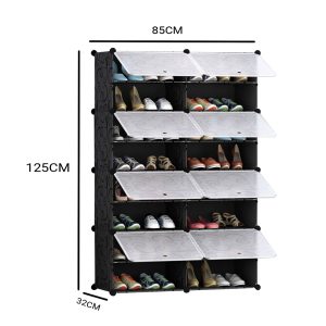 SOGA 8 Tier 2 Column Shoe Rack Organizer Sneaker Footwear Storage Stackable Stand Cabinet Portable Wardrobe with Cover, Furniture, Storage & Shelving, Shoe Storage, , ,  - NZ DEPOT 2