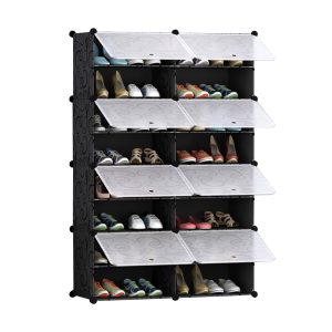 SOGA 8 Tier 2 Column Shoe Rack Organizer Sneaker Footwear Storage Stackable Stand Cabinet Portable Wardrobe with Cover, Furniture, Storage & Shelving, Shoe Storage, , ,  - NZ DEPOT 1