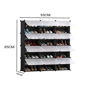 SOGA 8 Tier 3 Column Shoe Rack Organizer Sneaker Footwear Storage Stackable Stand Cabinet Portable Wardrobe with Cover, Furniture, Storage & Shelving, Shoe Storage, , ,  - NZ DEPOT 2