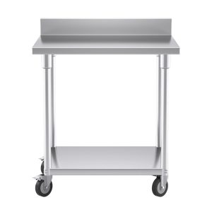 SOGA 80cm Commercial Catering Kitchen Stainless Steel Prep Work Bench Table with Backsplash and Caster Wheels, furniture > kitchen & dining room furniture > buffets, sideboards & kitchen islands, , , , ,  - NZ DEPOT 2