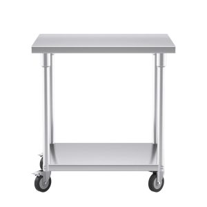 SOGA 80cm Commercial Catering Kitchen Stainless Steel Prep Work Bench Table with Wheels, furniture > kitchen & dining room furniture > buffets, sideboards & kitchen islands, , , , ,  - NZ DEPOT 2