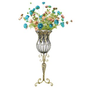 SOGA 85cm Clear Glass Tall Floor Vase with 12pcs Artificial Fake Flower Set, Home & Living, Home Decor, Vases, , ,  - NZ DEPOT 1