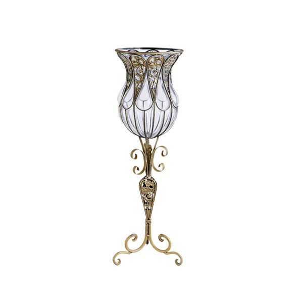 SOGA 85cm European Clear Glass Floor Home Decor Flower Vase with Tall Metal Stand, Home & Living>Home Decor>Vases, , , , ,  - NZ DEPOT 1