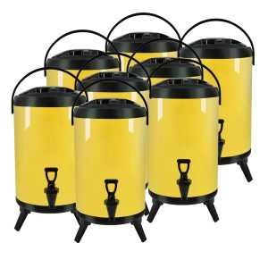 SOGA 8X 10L Stainless Steel Insulated Milk Tea Barrel Hot and Cold Beverage Dispenser Container with Faucet Yellow, Home & Living, Kitchen & Dining, Barware, Spirit Dispensers, ,  - NZ DEPOT 1