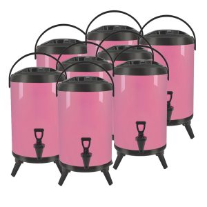 SOGA 8X 12L Stainless Steel Insulated Milk Tea Barrel Hot and Cold Beverage Dispenser Container with Faucet Pink, Home & Living, Kitchen & Dining, Barware, Spirit Dispensers, ,  - NZ DEPOT 1