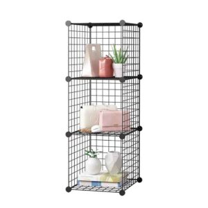 SOGA Black Portable 3 Tier Cube Storage Organiser Foldable DIY Modular Grid Space Saving Shelf, Furniture, Storage & Shelving, Home Storage, , ,  - NZ DEPOT 1