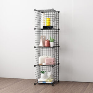 SOGA Black Portable 4 Tier Cube Storage Organiser Foldable DIY Modular Grid Space Saving Shelf, Furniture, Storage & Shelving, Home Storage, , ,  - NZ DEPOT 2