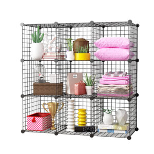 SOGA Black Portable 9-Cube Storage Organiser Foldable DIY Modular Grid Space Saving Shelf, Furniture, Storage & Shelving, Home Storage, , ,  - NZ DEPOT 1