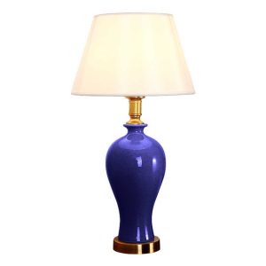 SOGA Blue Ceramic Oval Table Lamp with Gold Metal Base, Home & Living, Lighting, Indoor Lights, Lamps, Table Lamps,  - NZ DEPOT 1