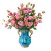 SOGA Blue Colored Glass Flower Vase with 10 Bunch 6 Heads Artificial Fake Silk Rose Home Decor Set, Home & Living, Home Decor, Vases, , ,  - NZ DEPOT 1