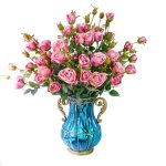 SOGA Blue Colored Glass Flower Vase with 10 Bunch 6 Heads Artificial Fake Silk Rose Home Decor Set, Home & Living, Home Decor, Vases, , ,  - NZ DEPOT 1