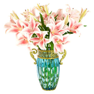 SOGA Blue European Colored Glass Home Decor Jar Flower Vase with Two Metal Handle, Home & Living>Home Decor>Vases, , , , ,  - NZ DEPOT 2