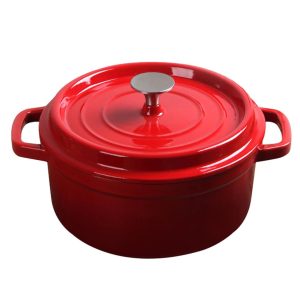 SOGA Cast Iron 22cm Enamel Porcelain Stewpot Casserole Stew Cooking Pot With Lid 2.7L Red, Home & Living, Kitchen & Dining, Cookware, Casserole Dishes, ,  - NZ DEPOT 1