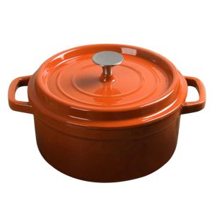 SOGA Cast Iron 26cm Enamel Porcelain Stewpot Casserole Stew Cooking Pot With Lid 5L Orange, Home & Living, Kitchen & Dining, Cookware, Casserole Dishes, ,  - NZ DEPOT 1