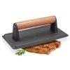 SOGA Cast Iron Bacon Meat Steak Press Grill BBQ with Wood Handle Weight Plate, Electronics & Appliances>Appliances>Small Kitchen Appliances>Benchtop Cooking>Sandwich Presses & Grills, , , , , - NZ DEPOT 1