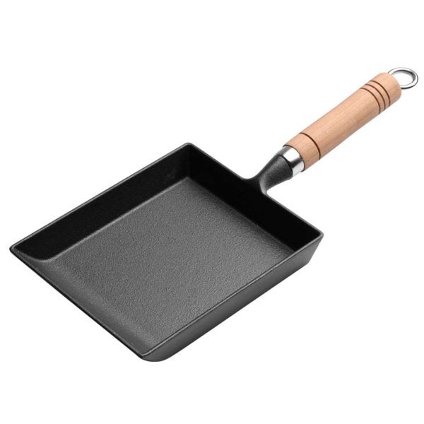 SOGA Cast Iron Tamagoyaki Japanese Omelette Egg Frying Skillet Fry Pan Wooden Handle, Home & Living>Kitchen & Dining>Cookware>Frying Pans, , , , ,  - NZ DEPOT 1