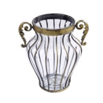 SOGA Clear European Glass Home Decor Flower Vase with Two Metal Handle, Home & Living>Home Decor>Vases, , , , ,  - NZ DEPOT 1