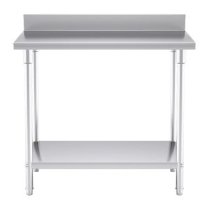 SOGA Commercial Catering Kitchen Stainless Steel Prep Work Bench Table with Back-splash 100*70*85cm, furniture > kitchen & dining room furniture > buffets, sideboards & kitchen islands, , , , ,  - NZ DEPOT 2