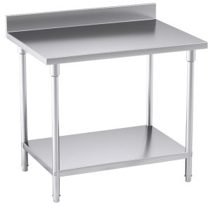 SOGA Commercial Catering Kitchen Stainless Steel Prep Work Bench Table with Back-splash 100*70*85cm, furniture > kitchen & dining room furniture > buffets, sideboards & kitchen islands, , , , ,  - NZ DEPOT 1