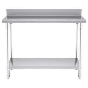 SOGA Commercial Catering Kitchen Stainless Steel Prep Work Bench Table with Back-splash 120*70*85cm, furniture > kitchen & dining room furniture > buffets, sideboards & kitchen islands, , , , ,  - NZ DEPOT 2