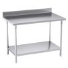 SOGA Commercial Catering Kitchen Stainless Steel Prep Work Bench Table with Back-splash 120*70*85cm, furniture > kitchen & dining room furniture > buffets, sideboards & kitchen islands, , , , ,  - NZ DEPOT 1