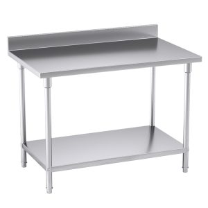 SOGA Commercial Catering Kitchen Stainless Steel Prep Work Bench Table with Back-splash 120*70*85cm, furniture > kitchen & dining room furniture > buffets, sideboards & kitchen islands, , , , ,  - NZ DEPOT 1