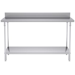 SOGA Commercial Catering Kitchen Stainless Steel Prep Work Bench Table with Back-splash 150*70*85cm, furniture > kitchen & dining room furniture > buffets, sideboards & kitchen islands, , , , ,  - NZ DEPOT 2