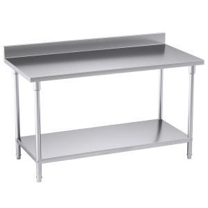 SOGA Commercial Catering Kitchen Stainless Steel Prep Work Bench Table with Back-splash 150*70*85cm, furniture > kitchen & dining room furniture > buffets, sideboards & kitchen islands, , , , ,  - NZ DEPOT 1