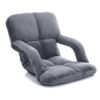 SOGA Foldable Lounge Cushion Adjustable Floor Lazy Recliner Chair with Armrest Grey, Furniture>Living Room Furniture>Occasional Chairs, , , , ,  - NZ DEPOT 1