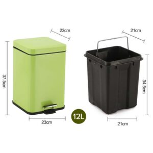 SOGA Foot Pedal Stainless Steel Rubbish Recycling Garbage Waste Trash Bin Square 12L Green, Home & Living, Kitchen & Dining, Kitchen Storage, Kitchen Bins, ,  - NZ DEPOT 2