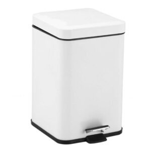Buy SOGA Foot Pedal Stainless Steel Rubbish Recycling Garbage Waste Trash Bin Square 6L White Online - Home & Living/Kitchen & Dining/Kitchen Storage/Kitchen Bins - 1 - NZ Depot Free Shipping