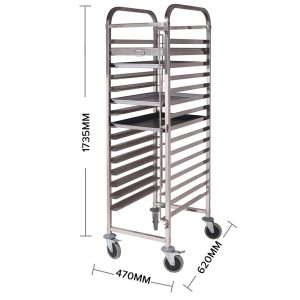 SOGA Gastronorm Trolley 15 Tier Stainless Steel with Aluminum Baking Pan Cooking Tray for Bakers, Kitchenware, Food Preperation, Food Prep, Cleaning & Organising, ,  - NZ DEPOT 2