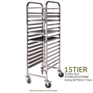 Buy SOGA Gastronorm Trolley 16 Tier Stainless Steel with Aluminum Baking Pan Cooking Tray for Bakers Online - Kitchenware/Food Preperation/Food Prep/Cleaning & Organising - 3 - NZ Depot Free Shipping