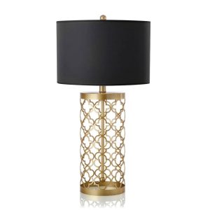 SOGA Golden Hollowed Out Base Table Lamp with Dark Shade, Home & Living, Lighting, Indoor Lights, Lamps, Table Lamps,  - NZ DEPOT 1