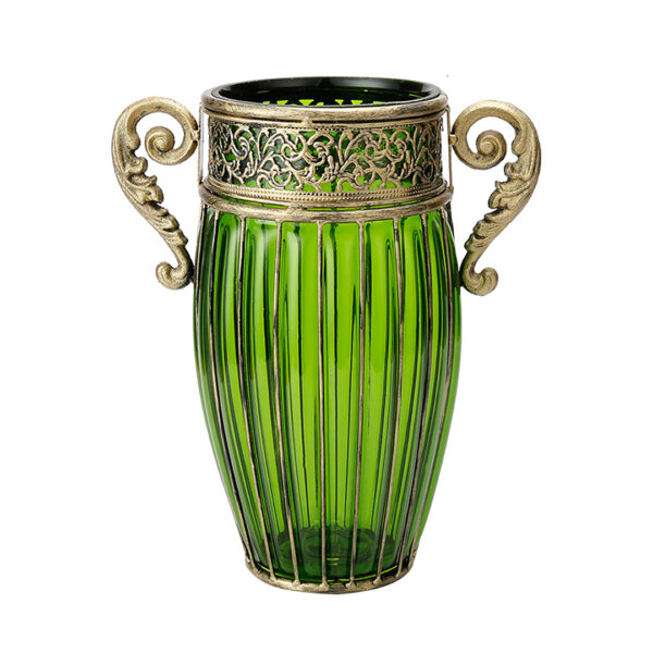 Soga Green European Colored Glass Home Decor Jar Flower Vase With Two Metal Handle, Home &Amp; Living, Home Decor, Vases, , ,  - Nz Depot 1