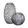 SOGA Grey Colored Diamond Cut Glass Flower Vase Round Jar Home Decor with Gold Accent Large and Medium Set, Home & Living>Home Decor>Vases, , , , ,  - NZ DEPOT 1