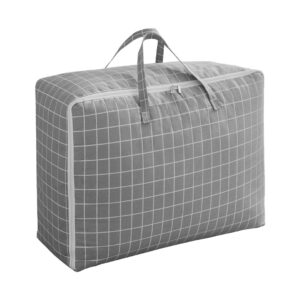 SOGA Grey Plaid Super Large Storage Luggage Bag Double Zipper Foldable Travel Organiser Essentials - NZ DEPOT