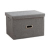 SOGA Grey Small Foldable Canvas Storage Box Cube Clothes Basket Organiser Home Decorative Box, Furniture, Storage & Shelving, Home Storage, , ,  - NZ DEPOT 1
