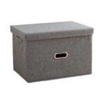 SOGA Grey Small Foldable Canvas Storage Box Cube Clothes Basket Organiser Home Decorative Box, Furniture, Storage & Shelving, Home Storage, , ,  - NZ DEPOT 1