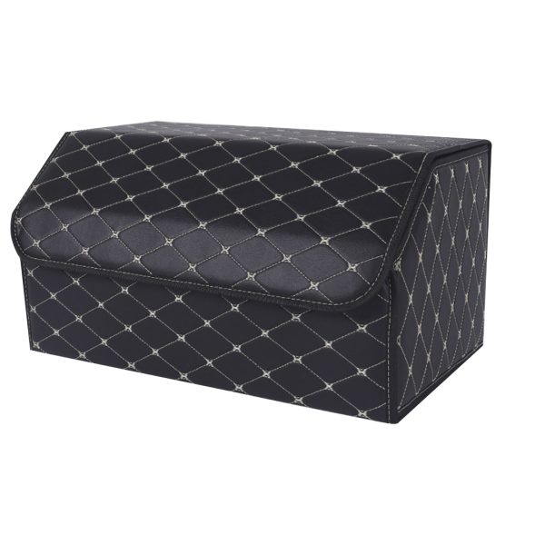 SOGA Leather Car Boot Collapsible Foldable Trunk Cargo Organizer Portable Storage Box Black/Gold Stitch Large, Garden, Tools & Hardware>Automotive Parts & Accessories>Accessories & Car Care>Interior Accessories, , , , ,  - NZ DEPOT 1