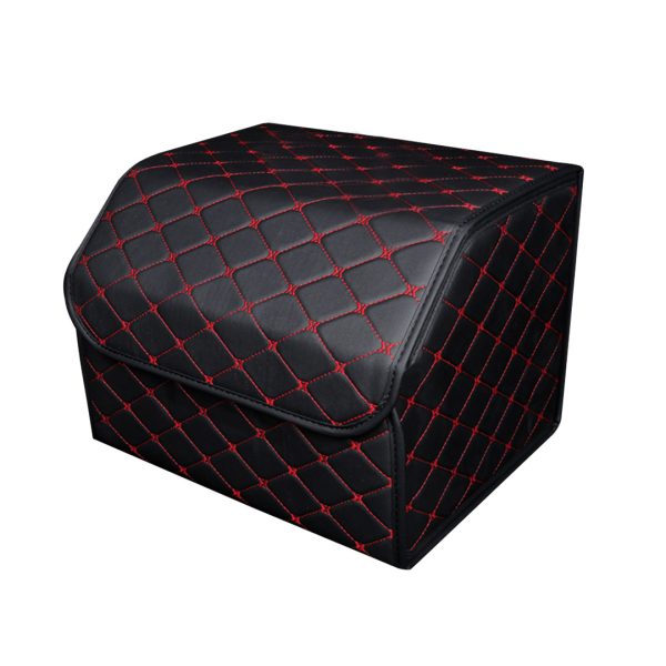 SOGA Leather Car Boot Collapsible Foldable Trunk Cargo Organizer Portable Storage Box Black/Red Stitch Medium, Garden, Tools & Hardware>Automotive Parts & Accessories>Accessories & Car Care>Interior Accessories, , , , ,  - NZ DEPOT 1