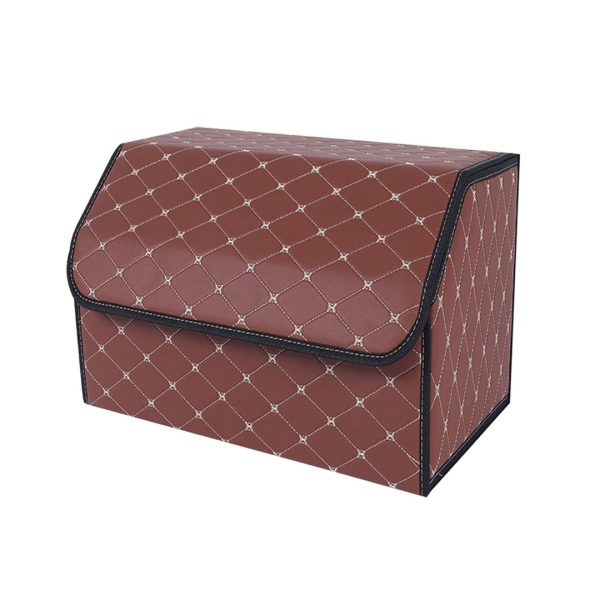 SOGA Leather Car Boot Collapsible Foldable Trunk Cargo Organizer Portable Storage Box Coffee/Gold Stitch Medium, Garden, Tools & Hardware>Automotive Parts & Accessories>Accessories & Car Care>Interior Accessories, , , , ,  - NZ DEPOT 1