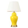 SOGA Oval Ceramic Table Lamp with Gold Metal Base Desk Lamp Yellow, Home & Living>Lighting>Indoor Lights>Lamps>Table Lamps, , , , ,  - NZ DEPOT 1