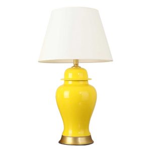 SOGA Oval Ceramic Table Lamp with Gold Metal Base Desk Lamp Yellow, Home & Living, Lighting, Indoor Lights, Lamps, Table Lamps,  - NZ DEPOT 1