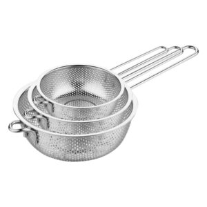 SOGA Stainless Steel Perforated Colander Fine Mesh Net Food Strainer Basket with Handle Skimmer Sieve Set NZ DEPOT - NZ DEPOT