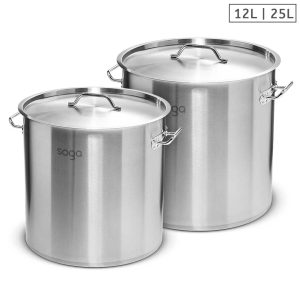 SOGA Stock Pot 12L 25L Top Grade Thick Stainless Steel Stockpot 18/10, home & living, kitchen & dining, cookware, stock & multi pots, ,  - NZ DEPOT 1