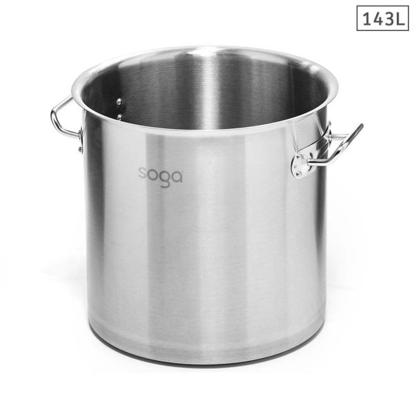 Soga Stock Pot 143L Top Grade Thick Stainless Steel Stockpot 18/10 Without Lid, Home &Amp; Living &Gt; Kitchen &Amp; Dining &Gt; Cookware &Gt; Stock &Amp; Multi Pots, , , , ,  - Nz Depot 1